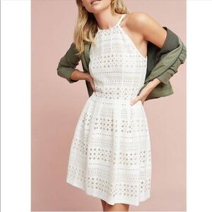 Eliza J. White Laser Cut Skater Dress